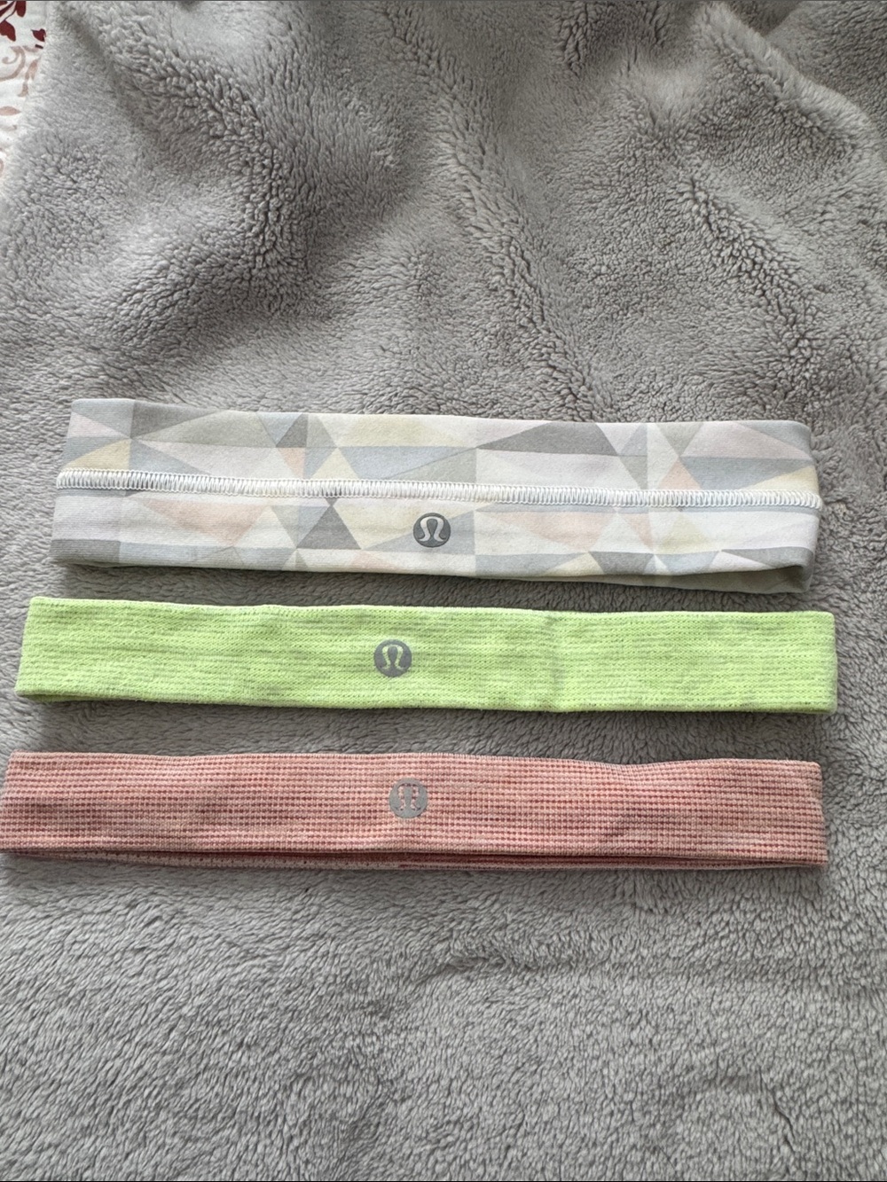 lululemon athletica Trio Pack: Geometric Gray, Lime Green & Dusty Pink Headbands